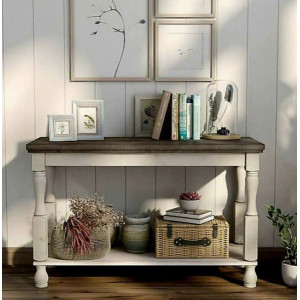 Calandra : Bàn Console Trang Trí ( Trắng + Xám Khói )